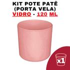 Kit Potes de Vidro Patê Jateado Rosa S/Tampa 120ml - Patê - Whisky - Velas - Gourmet - Decoração- Degustação - Senhora Madeira