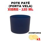 Kit Potes De Vidro Patê Jateado ul Escuro C/Tampa 120Ml