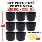 Kit Potes De Vidro Patê Preto C/Tampa 220Ml - Senhora Madeira