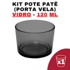 Kit Potes de Vidro Patê Preto Translucido S/Tampa 120ml - Patê - Whisky - Velas - Gourmet - Decoração- Degustação