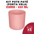 Kit Potes de Vidro Patê Rosa Jateado S/Tampa 220ml - Patê - Whisky - Velas - Gourmet - Decoração- Degustação