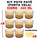 Kit Potes De Vidro Patê Translúcido Dourado C/Tampa 220Ml