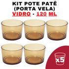 Kit Potes De Vidro Patê Translúcido Dourado S/ Tampa 120 Ml