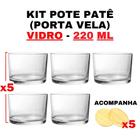 Kit Potes De Vidro Patê Transparente C/Tampa 220Ml - Senhora Madeira