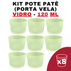 Kit Potes de Vidro Patê Verde S/Tampa 120ml - Patê - Whisky - Velas - Gourmet - Decoração- Degustação