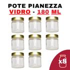 Kit Potes De Vidro Pianezza C/Tampa Dourado 180Ml - Senhora Madeira