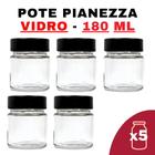 Kit Potes De Vidro Pianezza C/Tampa Em Metal Preto 180Ml - Senhora Madeira