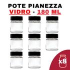 Kit Potes De Vidro Pianezza C/Tampa Em Metal Preto 180Ml - Senhora Madeira