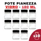 Kit Potes De Vidro Pianezza C/Tampa Em Metal Preto 180Ml - Senhora Madeira