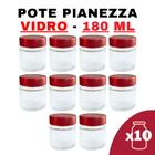 Kit Potes De Vidro Pianezza C/Tampa Em Metal Vermelho 180Ml - Senhora Madeira