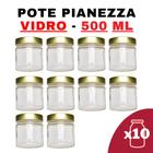 Kit Potes de Vidro Pianezza Grande C/Tampa em Metal Dourado 500ml
