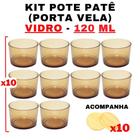 Kit Potes De Vidro Translúcido Dourado Patê C/Tampa 120Ml - Senhora Madeira