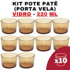 Kit Potes de Vidro Translúcido Patê Dourado S/ Tampa 220ml - Patê - Whisky - Velas - Gourmet - Decoração- Degustação