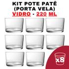 Kit Potes De Vidro Transparente Patê S/ Tampa 220Ml