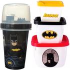 Kit Potes e Garrafa Infantil Batman Lanche Escolar - Plasutil