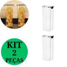 Kit Potes Herméticos Empilháveis Quadrado Cristal Resistente Cozinha Dispensa Para Mantimentos - Plasnorthon