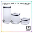 Kit Potes Herméticos Paramount Empilhável Porta Mantimentos em acrílico com tampa 12 Peças