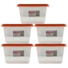 Kit Potes Plastico 5 Peças Sanremo 580ml Freezer Microondas