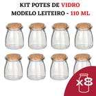 Kit Potes Temperos Condimentos Vidro Tipo Leiteira Cozinha - Senhora Madeira