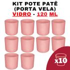 Kit Potes Vidro Patê Jateado Rosa 120ml - 10 unidades - Senhora Madeira