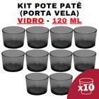 Kit Potes Vidro Patê Preto Translúcido 120ml (10 unidades)