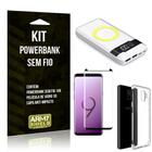 Kit Powerbank Sem Fio 10.000mAh Galaxy S9 + Capa Anti Impacto + Película Vidro 3D - Armyshield
