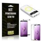 Kit Powerbank Sem Fio 10.000mAh Galaxy S9 Plus + Capa Anti Impacto + Película Vidro 3D - Armyshield