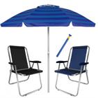 Kit Praia 2 Cadeira Max Alumínio + Guarda Sol 2,4m Alum + Saca Areia - Mor