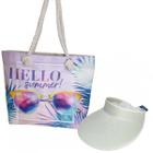 Kit praia bolsa tote estampada + viseira esportiva aba larga