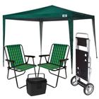 Kit Praia Tenda Gazebo Oxford + Carrinho C/ Avanco Preto + 2 Cadeiras + Cooler 19 L