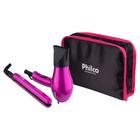 Kit Prancha + Secador Travel Shine Rosa Bivolt - Philco 