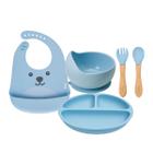 Kit Pratinho Bowl Babador E Talher Silicone Buba - ul