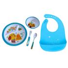 Kit pratinho infantil e babador silicone infantil para bebê tigela talher para creche escola passeio