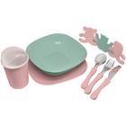 Kit Pratinhos Talheres e Copo Refeição Infantil Rosa 12Pçs - Simonaggio