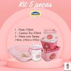 Kit Prato Caneca Copo com Alça Trio 3 Potes Conect com Tampa