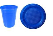 Kit Prato e copo azul de plástico descartável- 300un