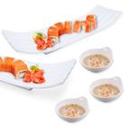 Kit Prato para Sushi Buffet Comida Japonesa Melamina + 3 Tigelas Molheiras Bestfer