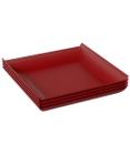 Kit Prato Quadrado Coza Casual Grande Plastico com 4 peÃas Vermelho