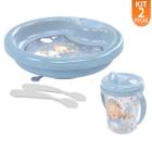 Kit Prato Térmico Infantil com Ventosa Caneca com alça Urso Azul