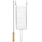 Kit Preparo Churrasco 2pcs Churrasqueira Grelha e Espeto 65cm Simples Cabo Madeira