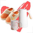 Kit Presente Dia das Mães - Caneca, Garrafa Vácuo e Pantufa