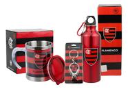 Kit Presente Flamengo Garrafa Caneca Inox Chaveiro Cortador