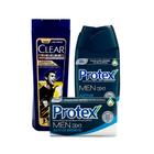 Kit Presente para Homem Clear Sports Men Shampoo Limpeza Profunda Anticaspa 200ml+ Protex Men Active Sports Sabonete Líquido 250ml+ Sabonete Barra 85g