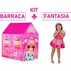 Kit Princesa Barraca Castelo E Fantasia Rosa Princesa