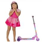 Kit Princesa Patinete Infantil Rosa + Roupa Vestido Belinda