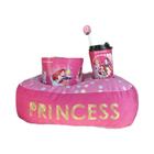 Kit Princesas Disney Almofada Balde Pipoca Copo Canudo Fibra Veludo - Zonacriativa