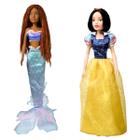 Kit Princesas Disney Original Bonecas Ariel Negra E Branca De Neve 55cm Articuladas Grandes Novabrink