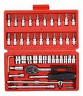 Kit Profissional de Ferramentas 46 Peças com Maleta Catraca Jogo De Soquetes Allen Torx Estojo Kit Ferramentas