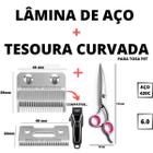 Kit Profissional P/ Petshop Lâmina De Ferro +Tesoura Curvada