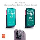 Kit Proteção 3UN: Película Cerâmica Flexível + Película Câmera Traseira + Película Cerâmica Fosca Para Iphone 14 PRO